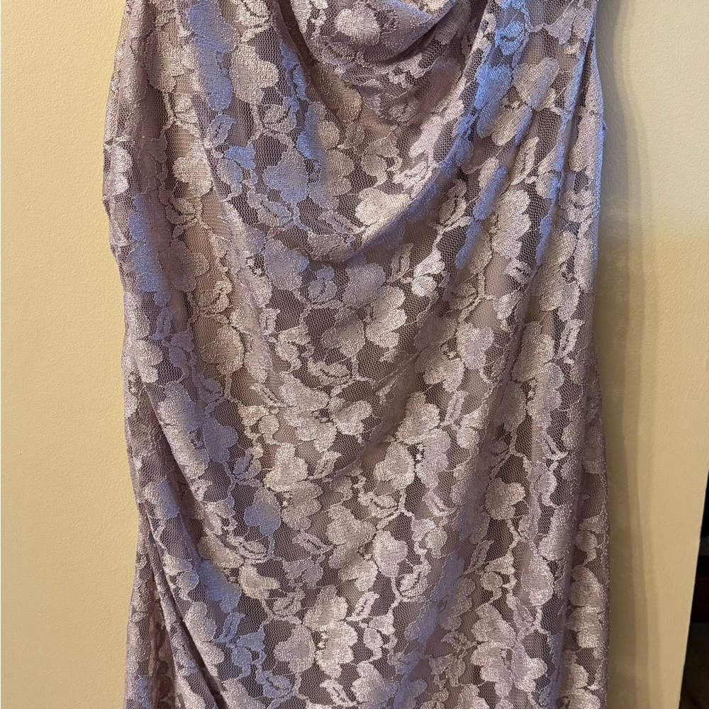 dressbarn Lavender Floral Lace Cowl Neck Dress